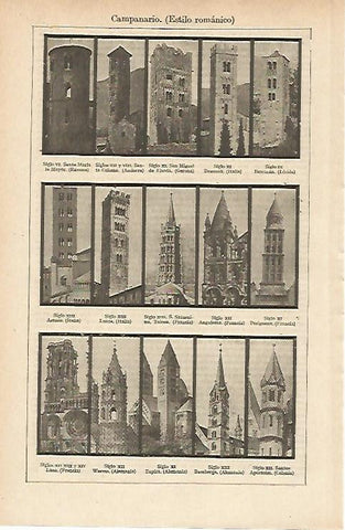 LAMINA ESPASA 14793: Campanarios de estilo romanico