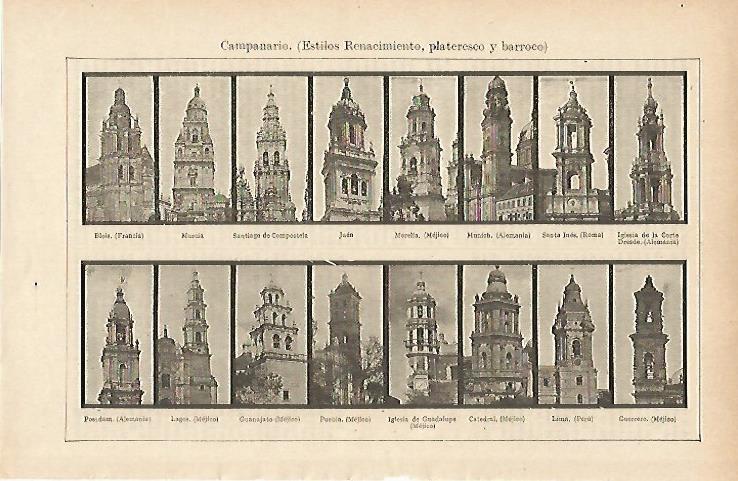 LAMINA ESPASA 14796: Campanarios platerescos renacentistas y barrocos
