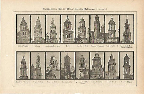 LAMINA ESPASA 14796: Campanarios platerescos renacentistas y barrocos