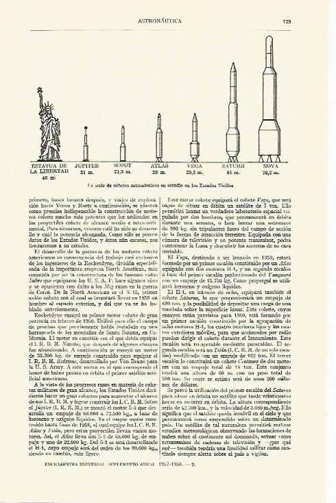 LAMINA ESPASA 14852: Cohetes astronauticos en estudio por Estados Unidos