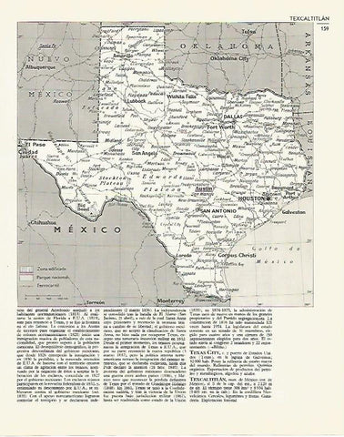 LAMINA LAROUSSE 70009: Mapa de Texcaltitlan Mejico