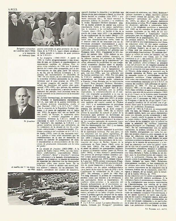 LAMINA LAROUSSE 70030: Bulganin Jruschov y desfile del 1 de mayo de 1963