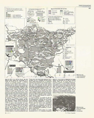 LAMINA LAROUSSE 70045: Mapa economico del Pais Vasco