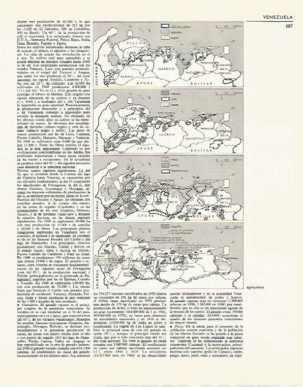 LAMINA LAROUSSE 70055: Mapas agricolas de Venezuela