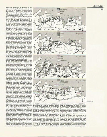 LAMINA LAROUSSE 70055: Mapas agricolas de Venezuela
