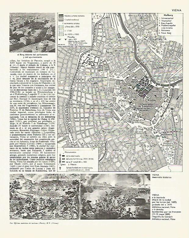 LAMINA LAROUSSE 70069: Mapa del desarrollo historico de Viena