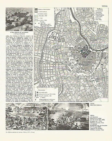 LAMINA LAROUSSE 70069: Mapa del desarrollo historico de Viena