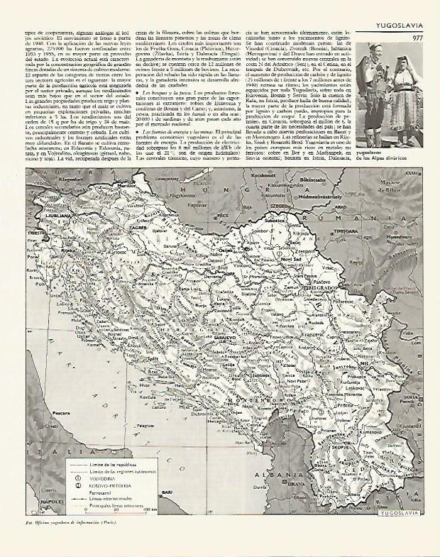 LAMINA LAROUSSE 70078: Mapa de Yugoslavia