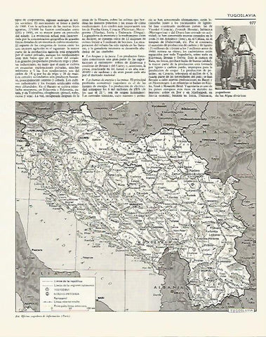 LAMINA LAROUSSE 70078: Mapa de Yugoslavia