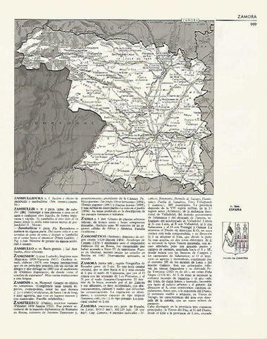 LAMINA LAROUSSE 70082: Mapa de la provincia de Zamora