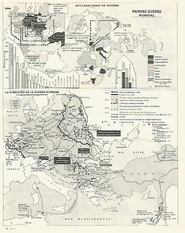 LAMINA LAROUSSE 70106: Mapas de la Primera Guerra Mundia