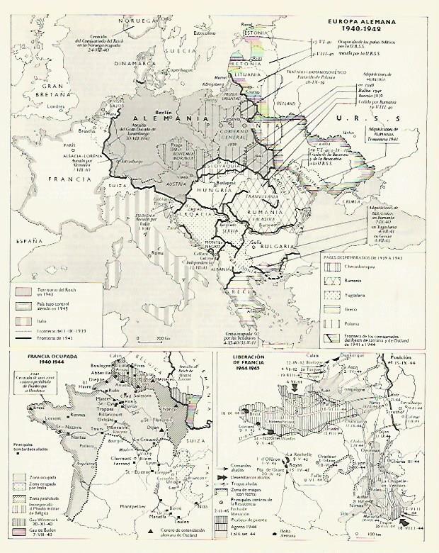 LAMINA LAROUSSE 70110: Mapa de la Europa Alemana de 1940-1942