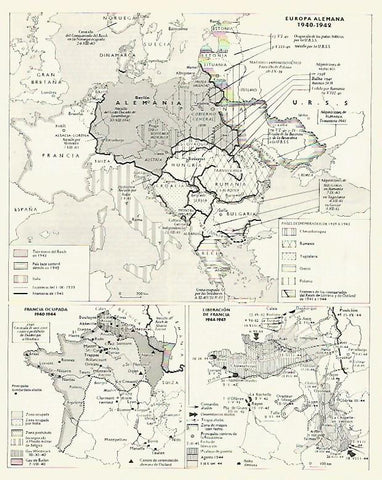 LAMINA LAROUSSE 70110: Mapa de la Europa Alemana de 1940-1942