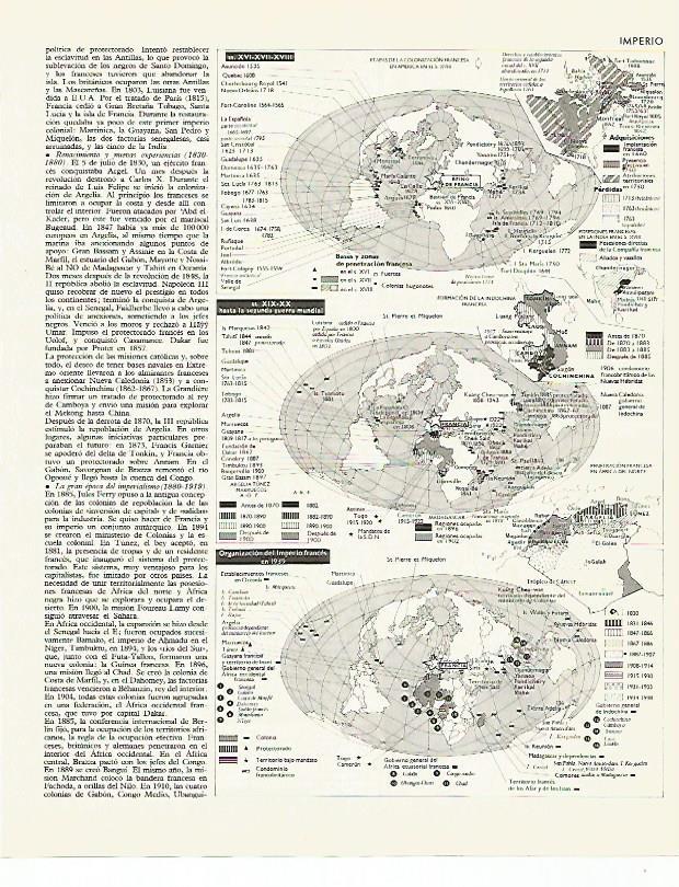 LAMINA LAROUSSE 70139: Mapas de la colonizacion francesa