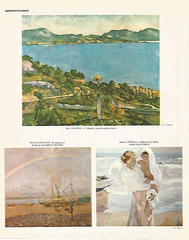 LAMINA LAROUSSE 70147: Obras de Cezanne Regoyos y Sorolla