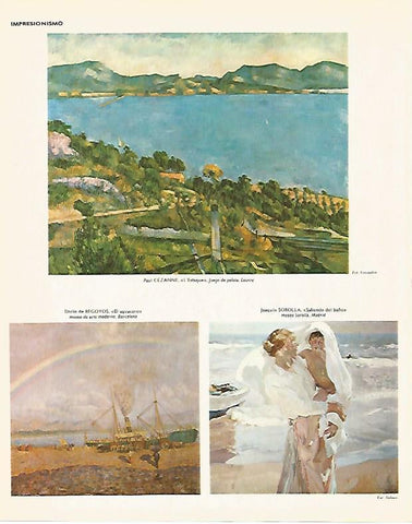 LAMINA LAROUSSE 70147: Obras de Cezanne Regoyos y Sorolla