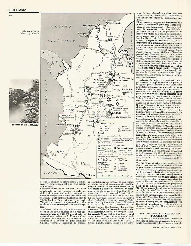 LAMINA LAROUSSE 70162: Mapa de la industria y mineria de Colombia