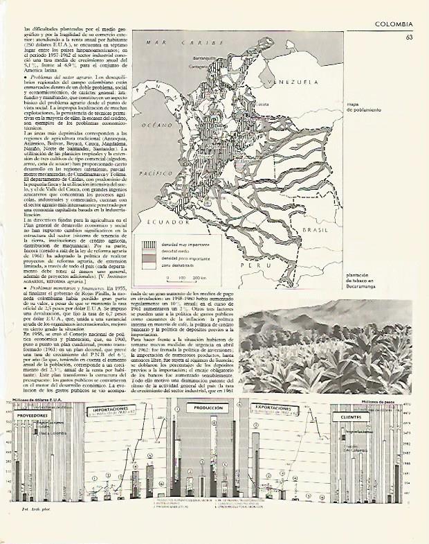 LAMINA LAROUSSE 70163: Mapa demografico de Colombia