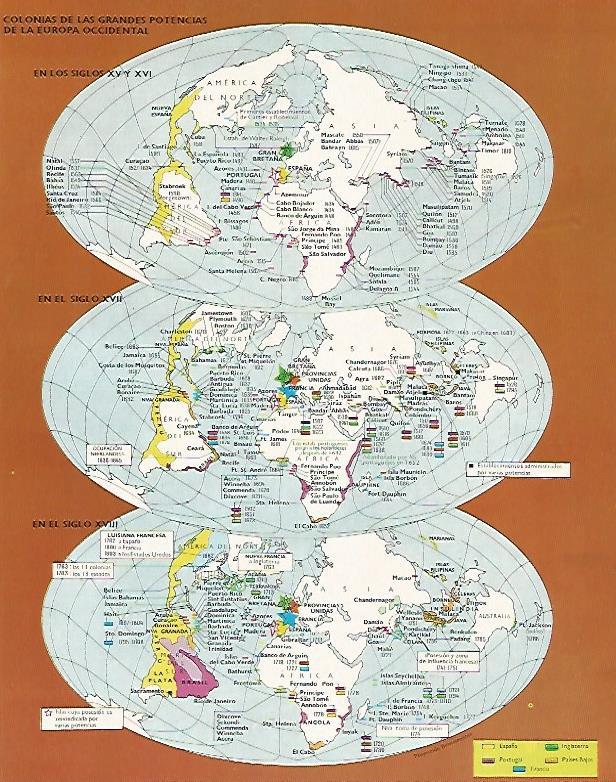 LAMINA LAROUSSE 70170: Mapa de las colonias de Europa