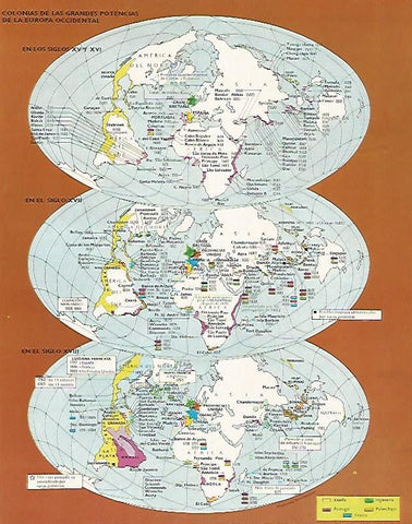 LAMINA LAROUSSE 70170: Mapa de las colonias de Europa