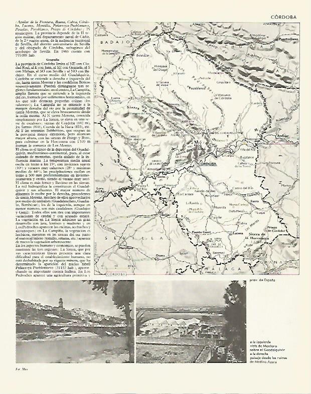 LAMINA LAROUSSE 70179: Mapa de la provincia de Cordoba