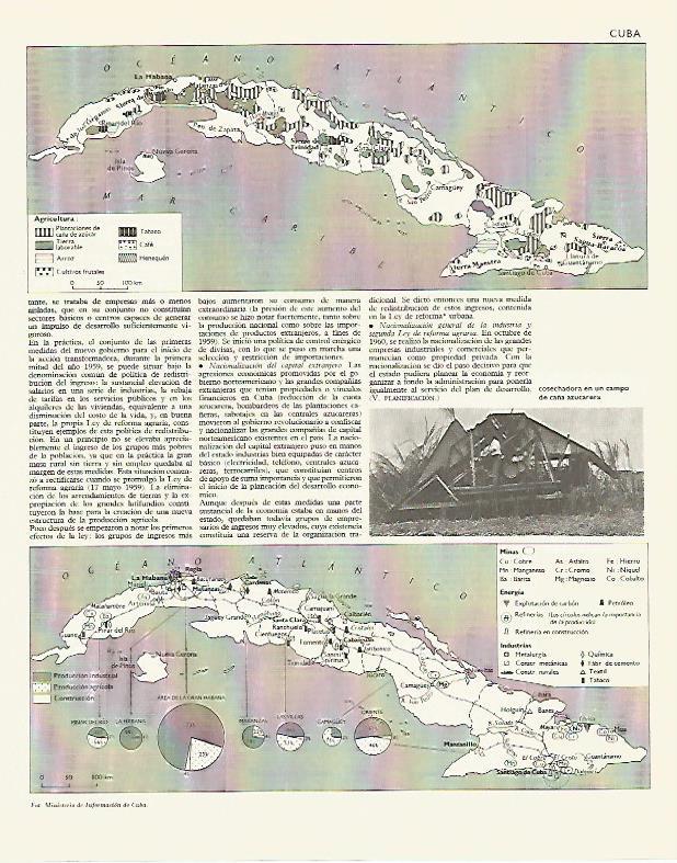 LAMINA LAROUSSE 70187:  Mapa de la agricultura de Cuba