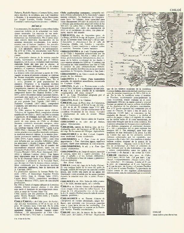 LAMINA LAROUSSE 70203: Mapa de Chiloe Chile