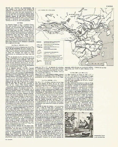 LAMINA LAROUSSE 70209: Mapa de la China de los Han