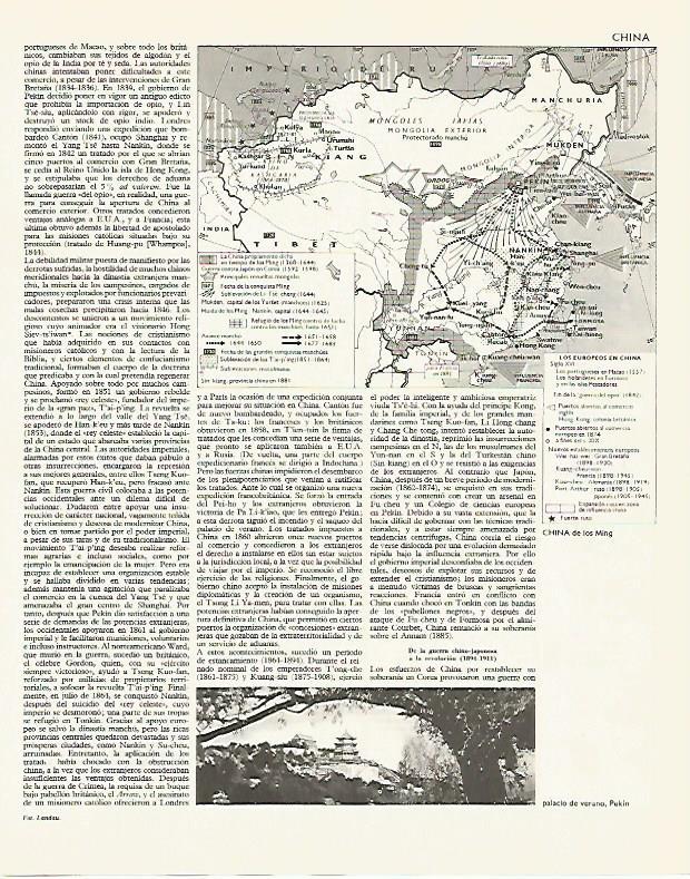 LAMINA LAROUSSE 70211: Mapa de la China de los Ming