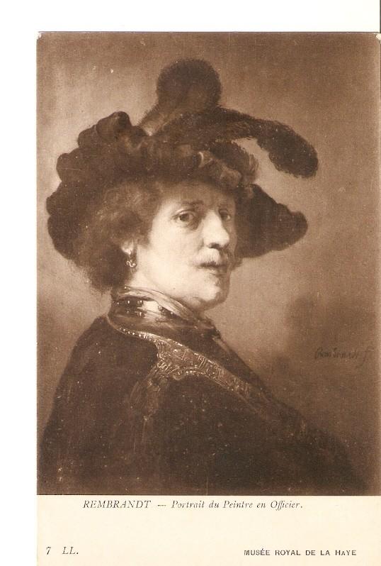 Postal 027306 : Rembrandt. Portrail du Peintre en Officier. Musee Royal de la Haye