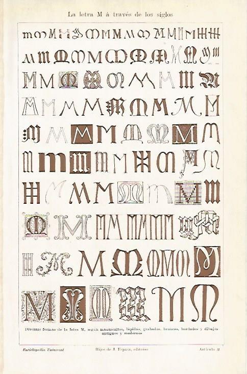 LAMINA ESPASA 1747: La letra M a traves de los siglos
