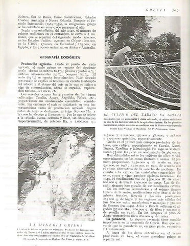 LAMINA 3146: GRECIA. Cultivo de tabaco en Macedonia. Mina de magnesio en Mytilene