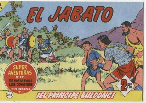 El Jabato facsimil numero 278: El principe Buldong (interior cubierta con propaganda de Cola Cao