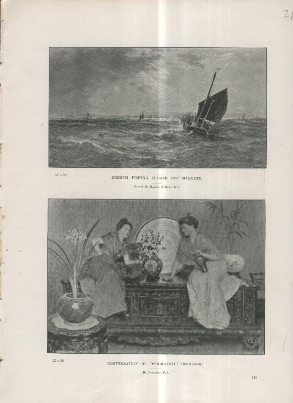 Lamina 021: French Fishjing Lugger off Margate por Edwin S.Hayes