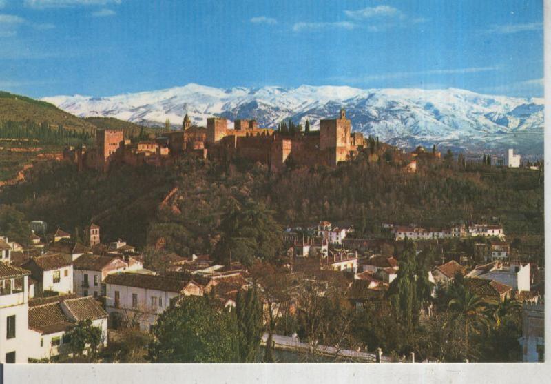 Postal 015962/1: Vista de la alhambra con la sierra nevada al fondo