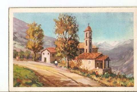 Postal 022381 : Pintura. Paisaje pueblo