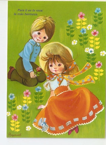 Postal 028724 : Para ti es la rosa: la mas hermosa, Aquilue