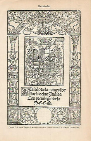 LAMINA ESPASA 647: Portada De la Natural Historia de las Indias 1526