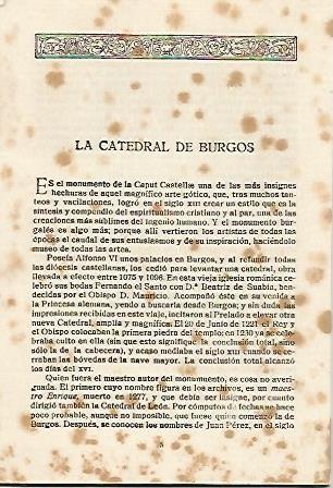 LAMINA 2217: Libreto explicativo de la Catedral de Burgos en castellano frances e ingles