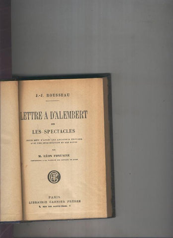 Lettre a d Alembert sur les spectacles