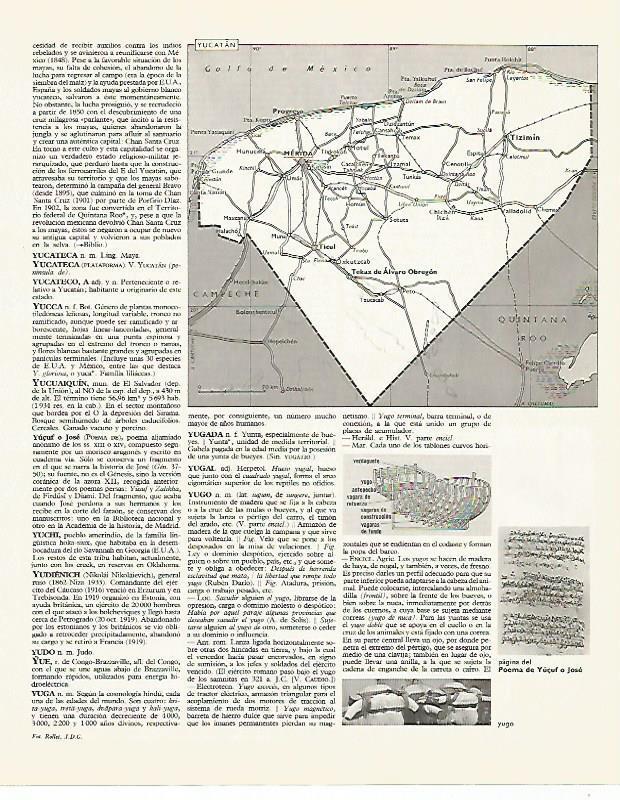 LAMINA LAROUSSE 70077: Mapa de Yucatan Mejico