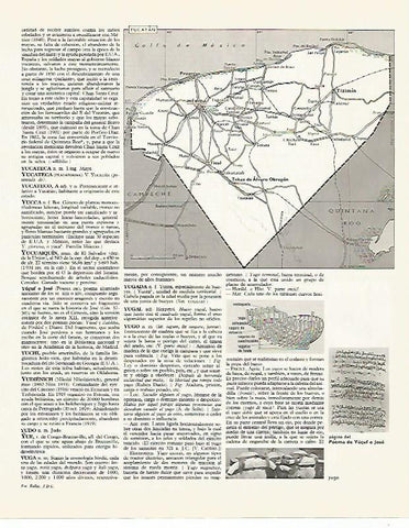 LAMINA LAROUSSE 70077: Mapa de Yucatan Mejico