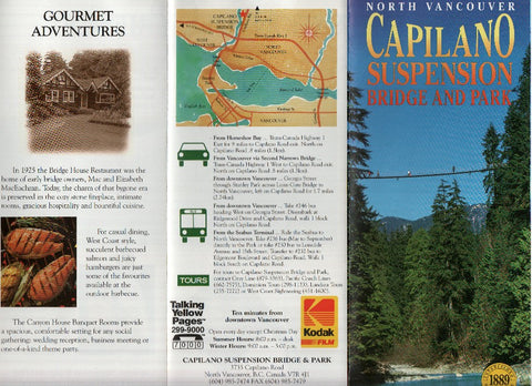 Triptico Publicitario: CAPILANO SUSPENSION BRIDGE AND PARK / Puente Colgante de Capilano (Vancouver)