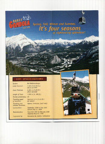 Triptico Publicitario: BANFF NATIONAL PARK - GONDOLA DE BANFF (Canada)