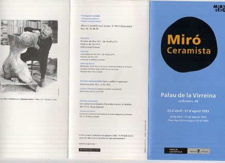 MIRO CERAMISTA - Libro de la Exposicion Palcio de la Virreina 22/04 al 31/08 de 1993 (Incluye Triptico)