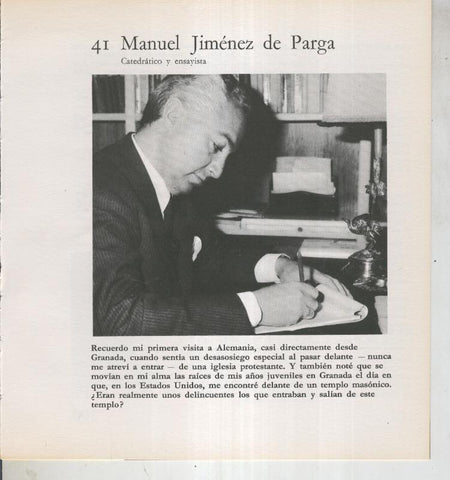 Ficha 041: Manuel Jimenez de Parga: Catedratico y ensayista