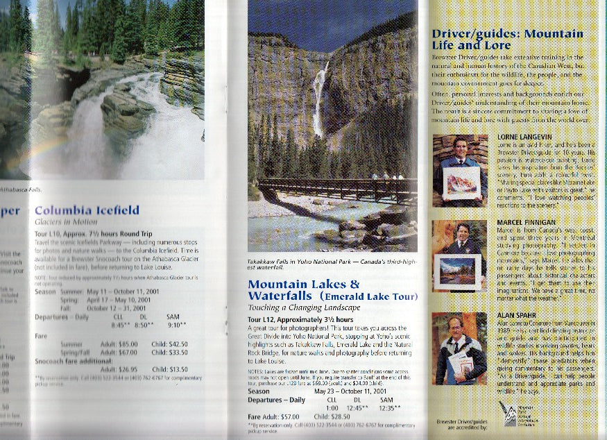 Triptico Publicitario: CANADIAN ROCKIES SIGHTSEEING - 2001 Motorcoach Sightseeing Tours