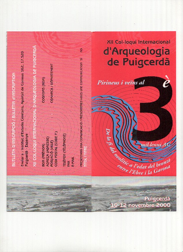 Triptico Publicitario: XII COL.LOQUI INTERNACIONAL d,ARQUEOLOGIA DE PUIGCERDA (10-12/11/2000)