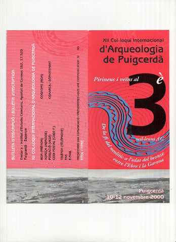 Triptico Publicitario: XII COL.LOQUI INTERNACIONAL d,ARQUEOLOGIA DE PUIGCERDA (10-12/11/2000)
