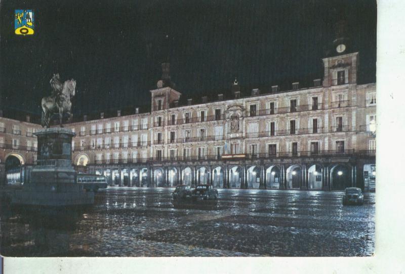 Postal 014687: Vista noctura de la plaza mayor de Madrid